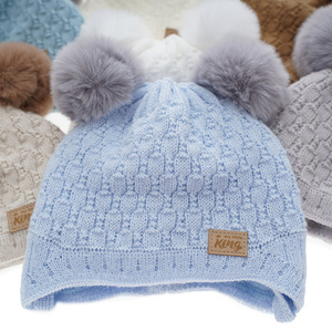 Boy's winter hat camel Enzo with two pompom