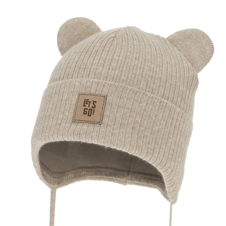 Boy's beige autumn, spring earflap hat Dewin