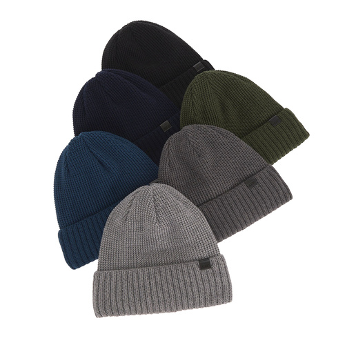 Men's winter hat navy blue merino wool Sewer