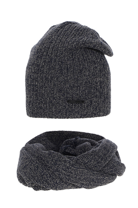 Boy's winter set: hat and tube scarf navy blue Elmer
