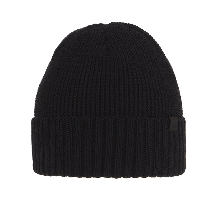 Men's winter hat black merino wool Sewer