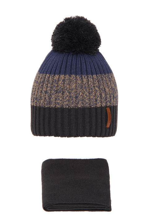 Winter set for boy: hat and scarf grey Polo