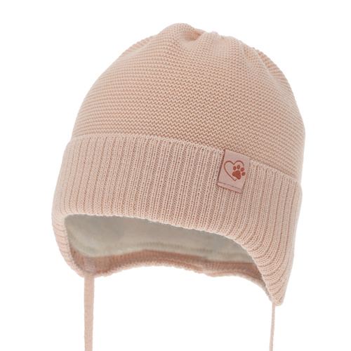 Girl's winter hat orange with merino wool Dari