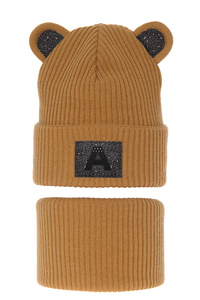 Girl's winter set: hat and tube scarf camel Romka