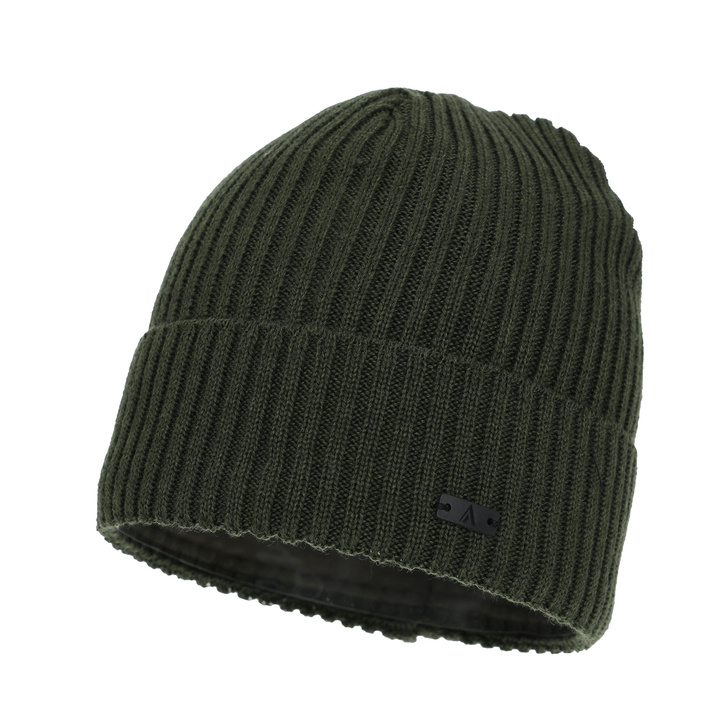 Men's winter hat, green, with merino wool, Jeffrey