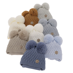 Boy's winter set: hat and scarf grey with two pompom Alonso