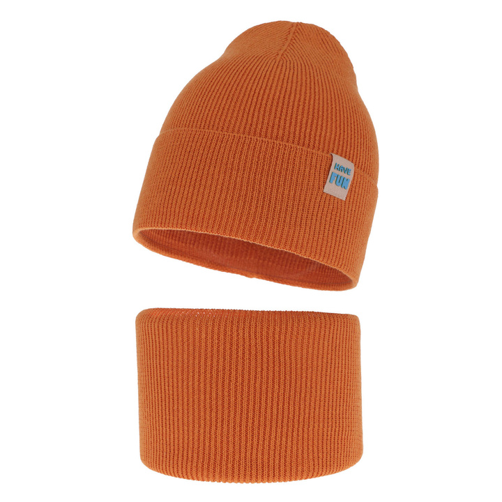 Children's autumn/ spring set: hat and tube scarf, with cotton, orange Ottavio