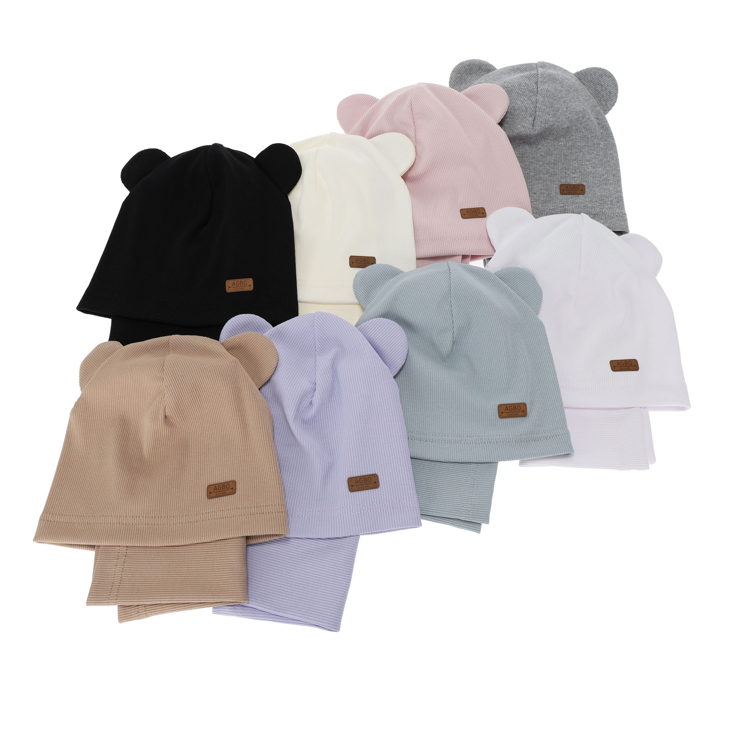 Girl's spring, autumn set: hat and tube scarf, cotton, ecru Georgea