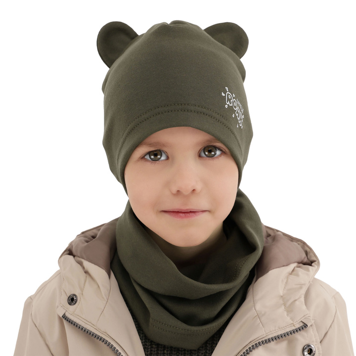 Boy's spring/ autumn set: hat and tube scarf camel Cymes