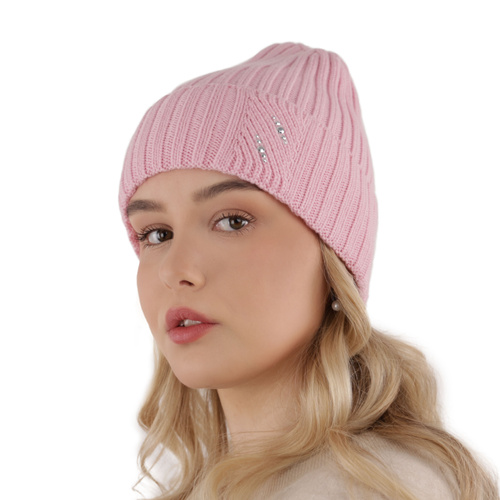 Woman's winter hat pink Ariga 100% extra fine merino wool