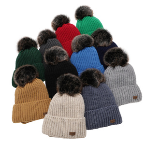 Boy's winter set: hat and tube scarf camel with pompom Wonder