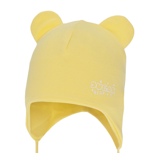 Girl's spring/autumn hat, yellow, cotton, with ears, Kelda
