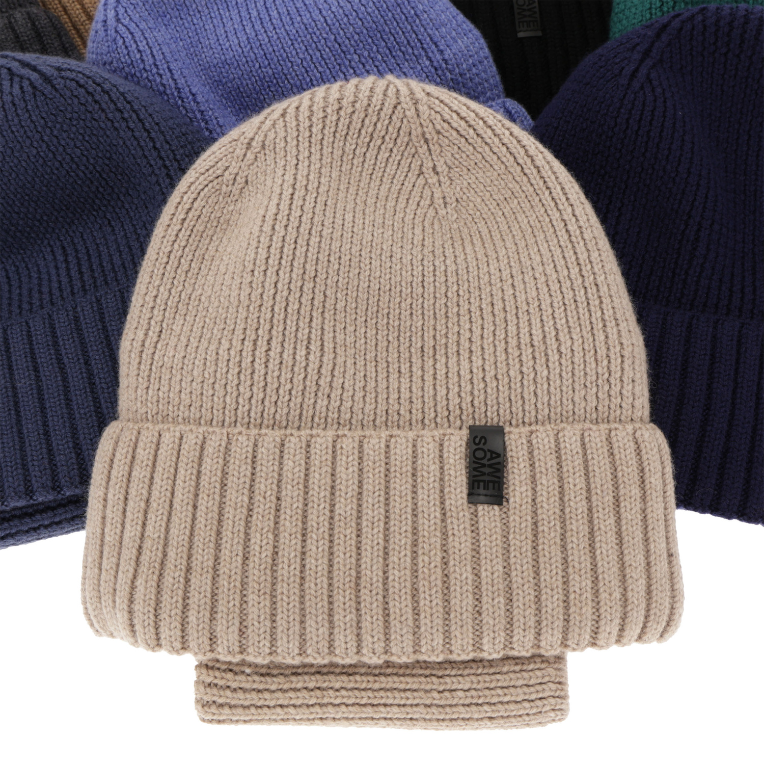 Boy's winter set: hat and tube scarf, 100% merino wool, with merino wool lining, green Harbin