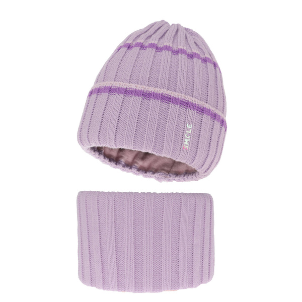 Girl's winter set: hat and tube scarf violet Judit