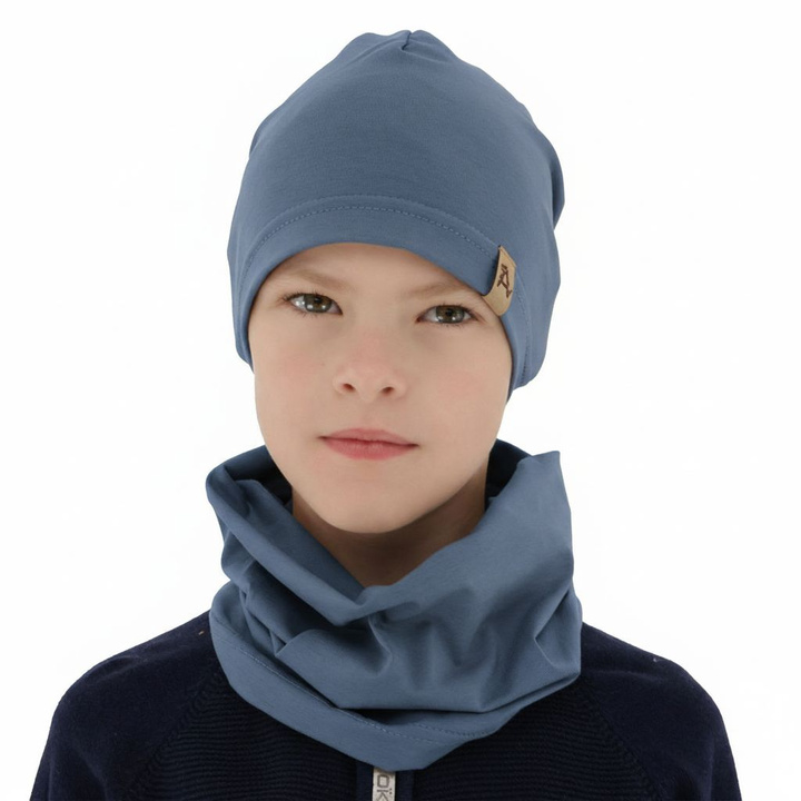 Boy's spring/ autumn set: hat and tube scarf blue Griffin