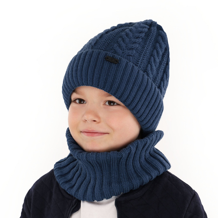 Boy's winter set: hat and tube scarf orange Colins