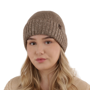 Woman's winter hat, khaki, merino wool Alvara