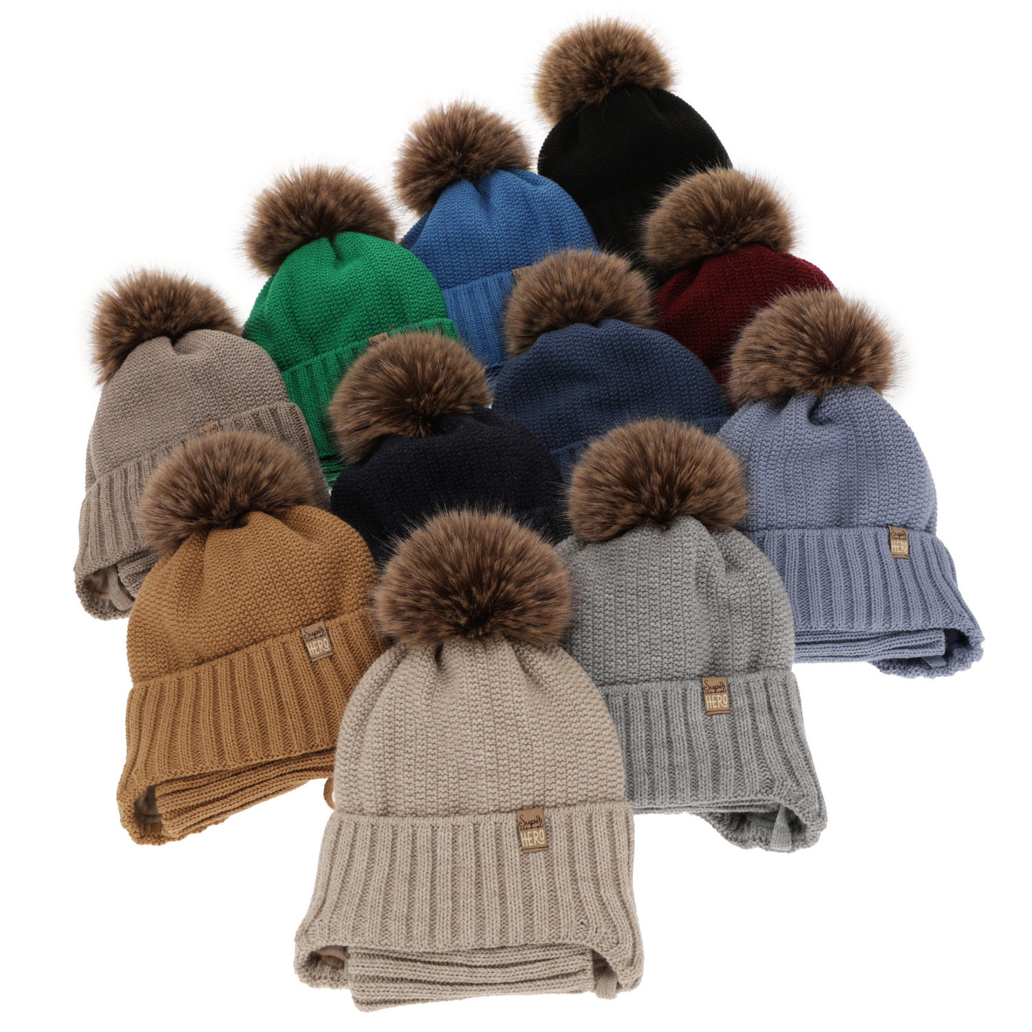 Boy's winter set: hat and tube scarf blue with pompom Kayen