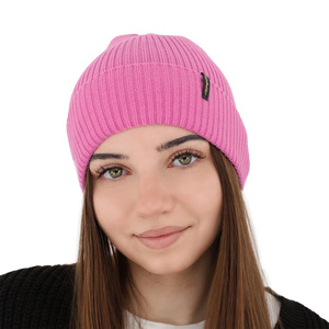 Woman's winter hat pink Megan 100% extra fine merino wool