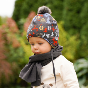 Boy's winter set: hat and scarf blue Remek with pompom