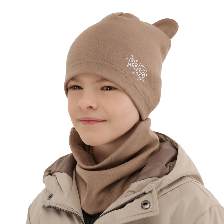 Boy's spring/ autumn set: hat and tube scarf brown Cymes