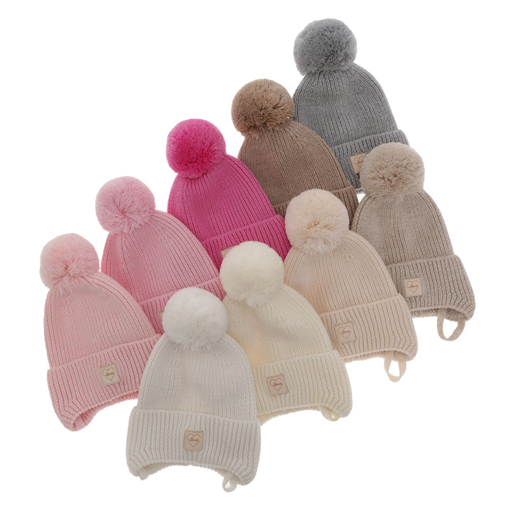 Girls' winter hat pink 100% extra fine merino wool, lined with wool fleece Havana