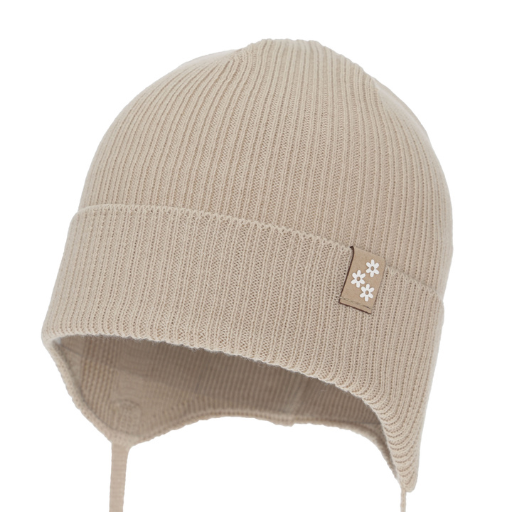 Girl's spring/ autumn hat, beige, with ears, 100% cotton, Lunara