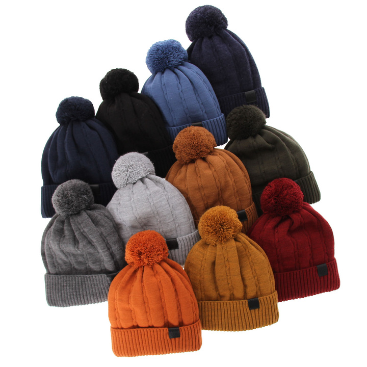 Boy's winter set: hat and tube scarf khaki Deny with pompom