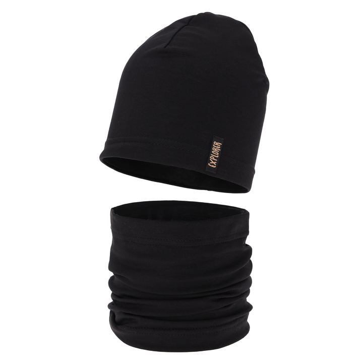 Boy's spring/ autumn set: hat and tube scarf black Hobart