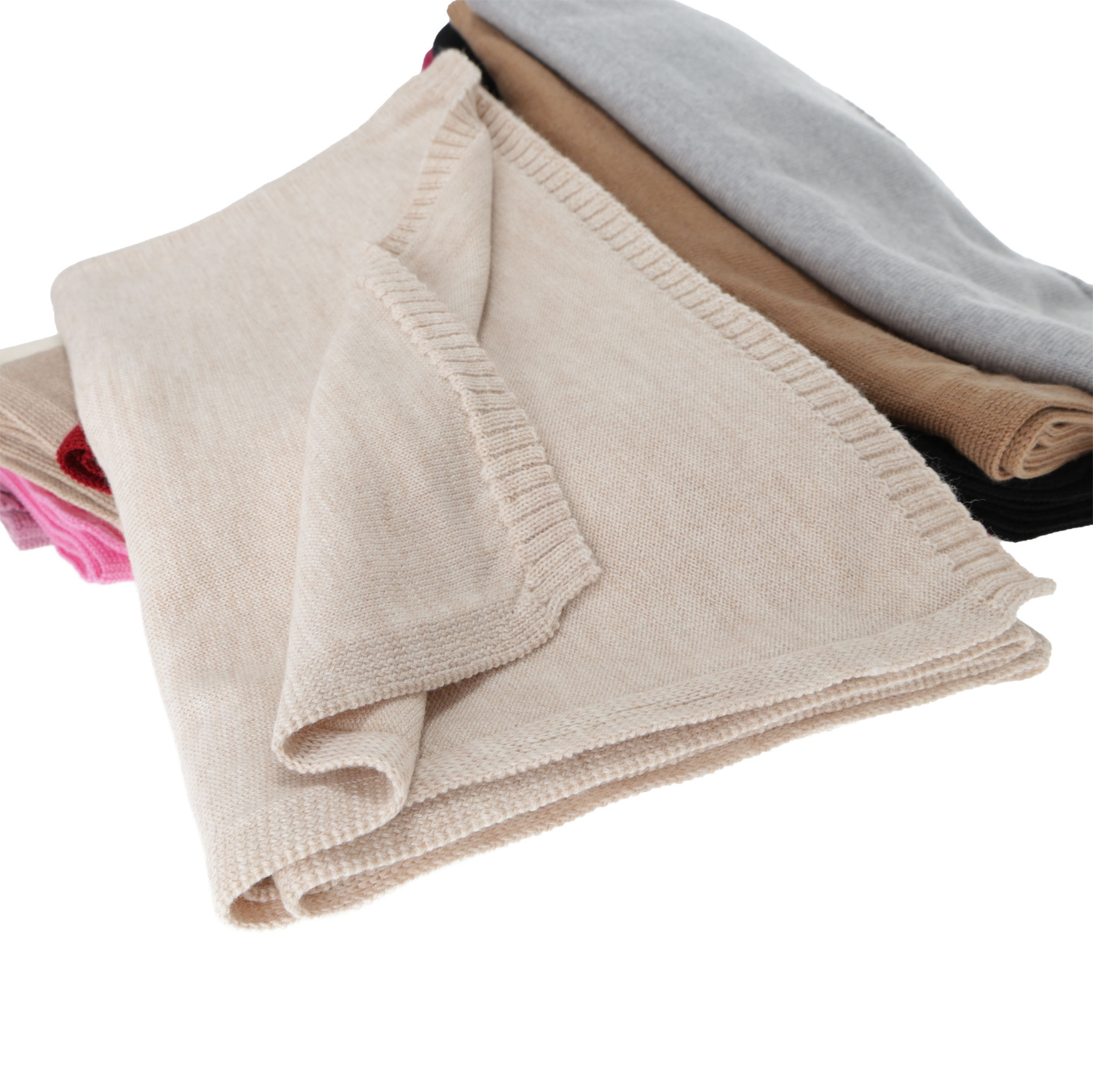 Woman's winter scarf, light pink, 100% merino wool, Elonia