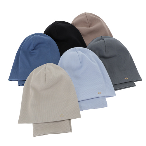 Boy's spring, autumn set: hat and tube scarf, beige, cotton, Desider