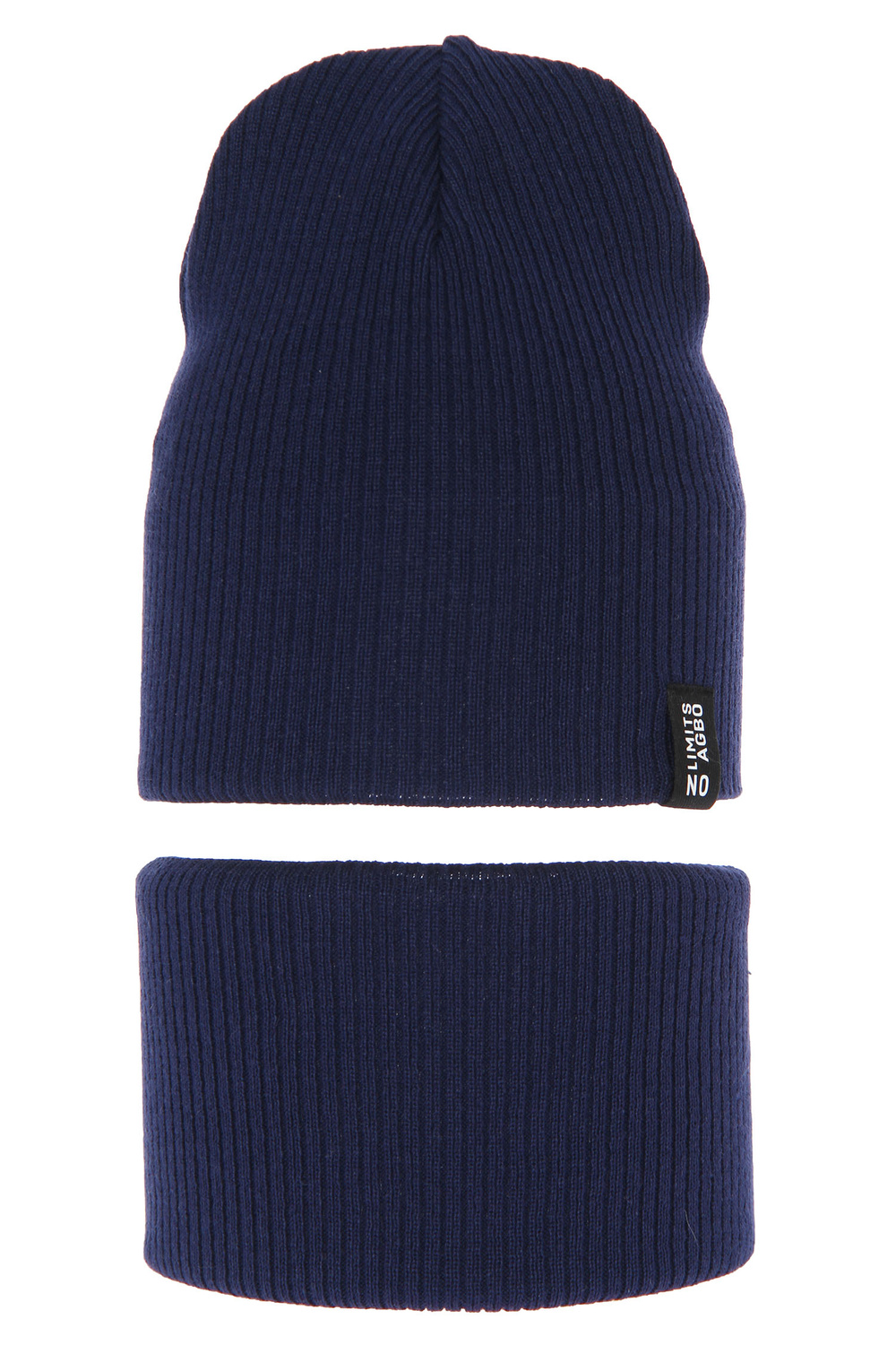 Children's autumn/ spring set: hat and tube scarf, with cotton, navy blue Tunis