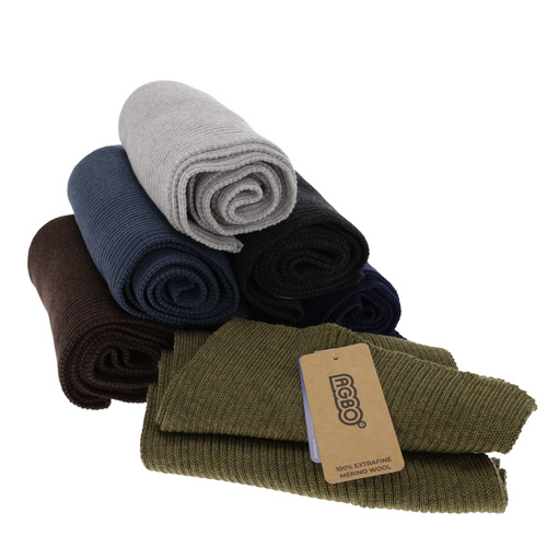 Men's winter scarf khaki 100% extra fine merino wool Brayan