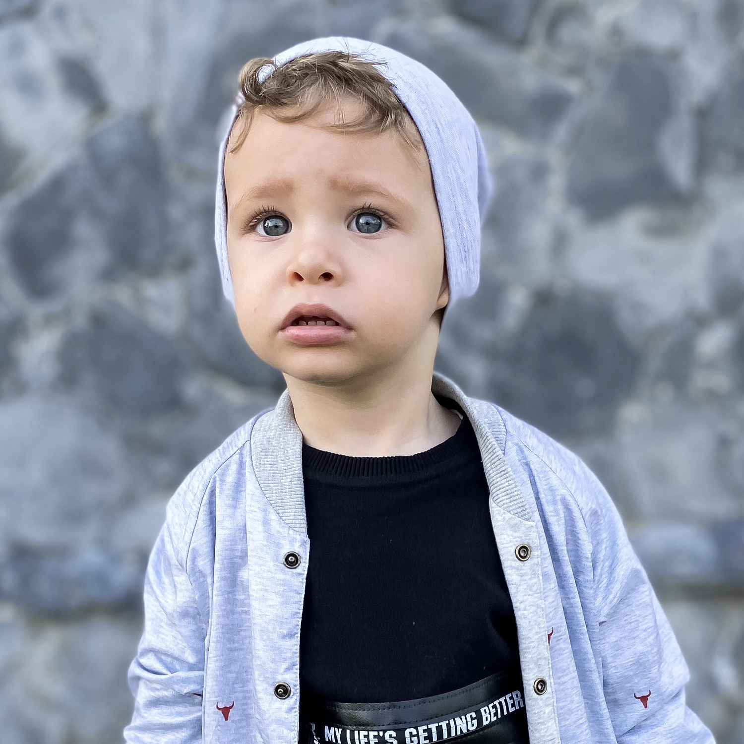 Boy's spring/ autumn set: hat and tube scarf khaki Hazel