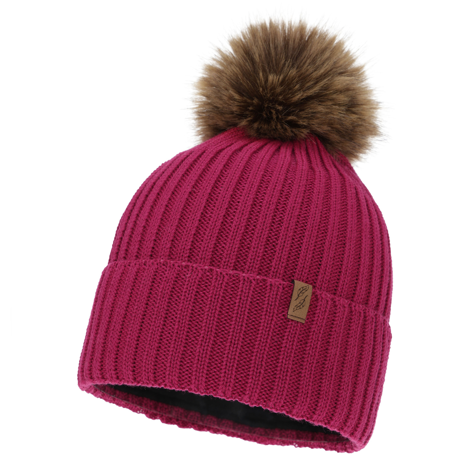 Woman's winter hat, amaranth, with merino wool, Zamira