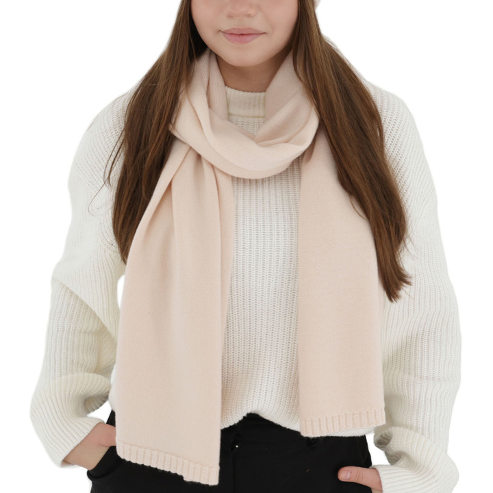 Woman's winter scarf, light pink, 100% merino wool, Elonia