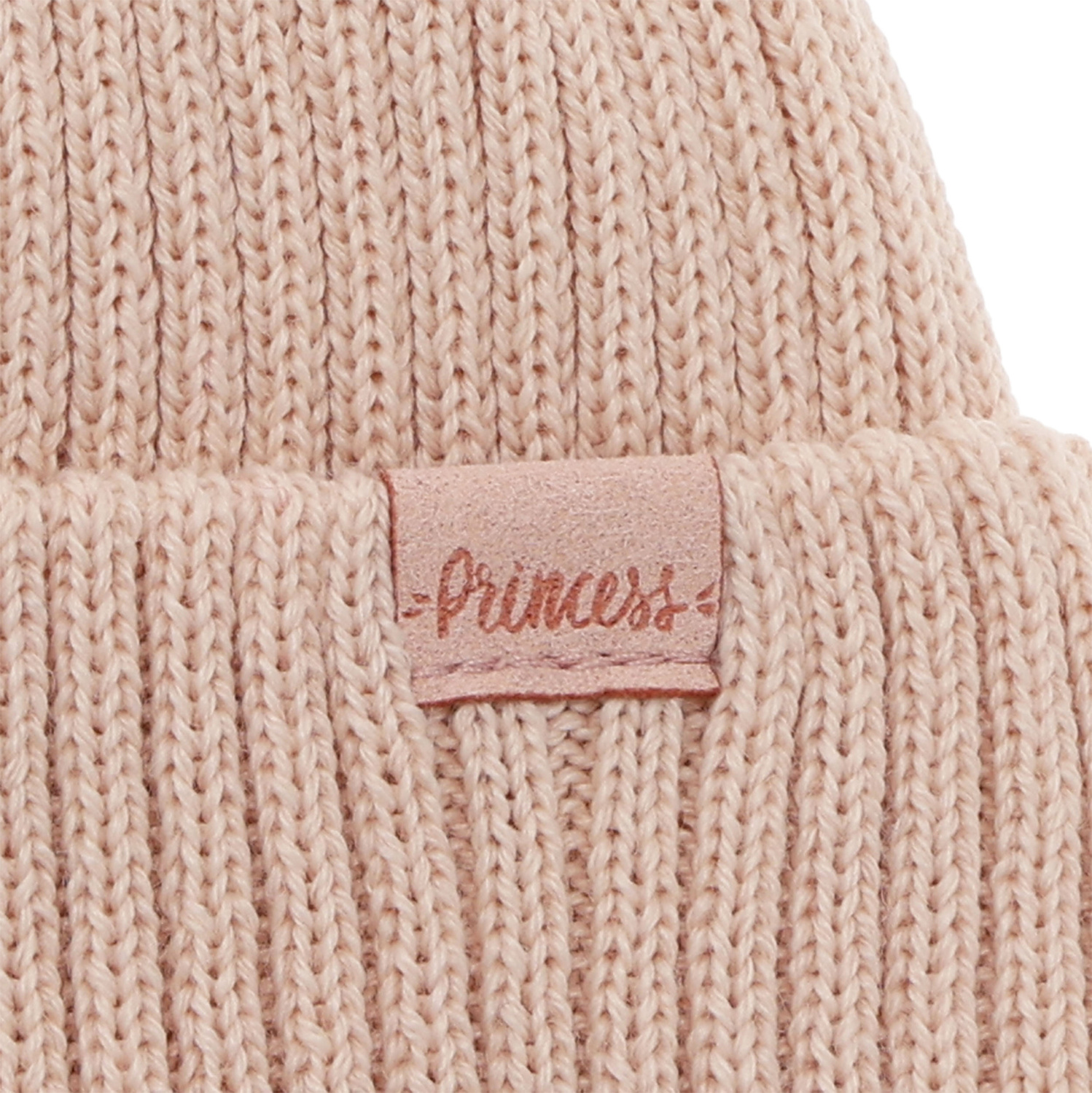 Girl's winter hat, light pink, with ears, with merino wool, Punia