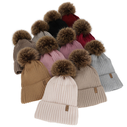 Woman's winter hat, black, with merino wool, Zamira