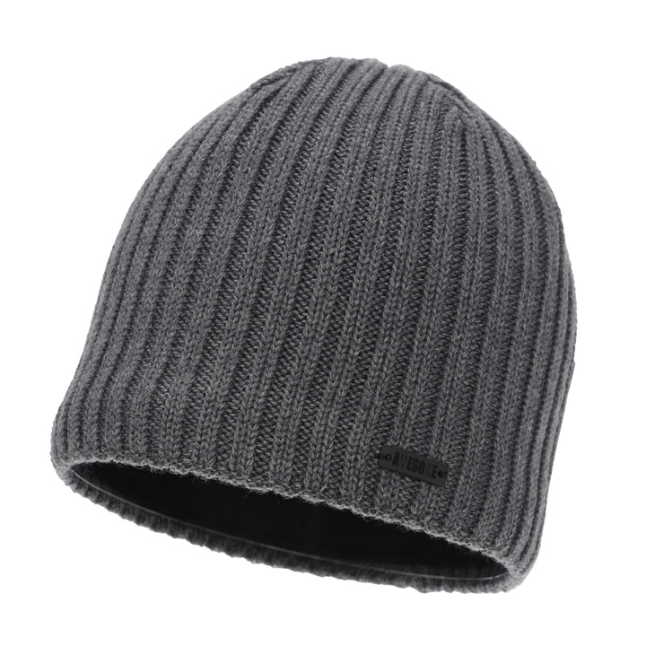 Men's winter hat, grey, with merino wool, Adagio