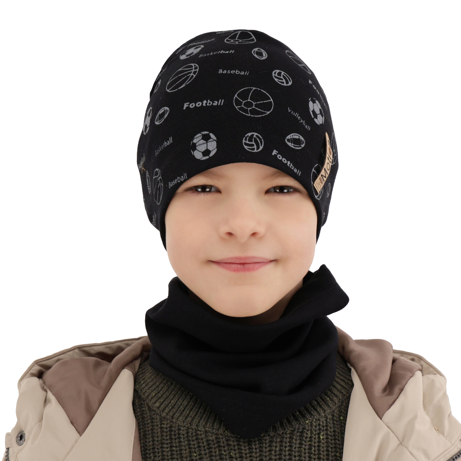 Boy's spring/ autumn set: hat and tube scarf camel Paolo