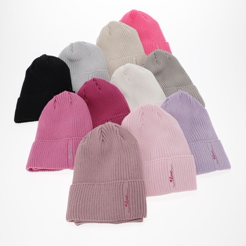 Girl's spring/ autumn set: hat and tube scarf, with cotton, pink Elvara