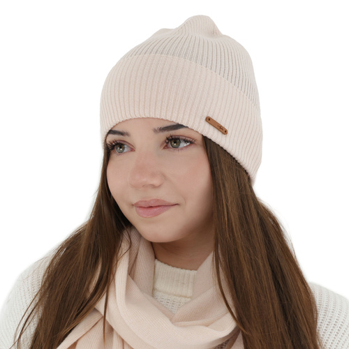 Woman's autumn, winter hat, light pink, 100% merino wool, Flerra