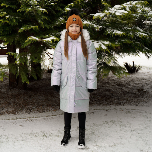 Girl's winter set: hat and tube scarf black Hendi with pompom