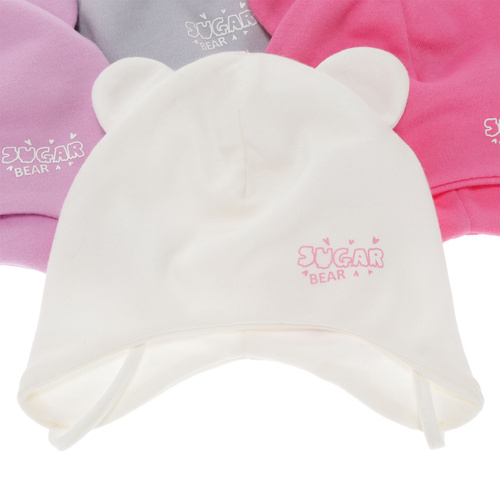 Girl's spring/ autumn hat, pink, cotton, with ears, Kelda