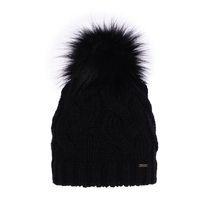 Woman's winter hat black Terri with pompom