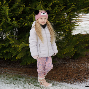 Girl's winter headband red Sissi with two pompom