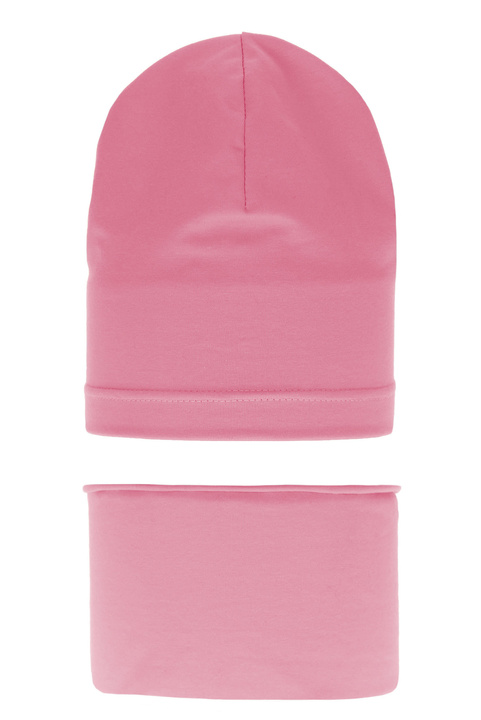 Girl's spring/ autumn set: hat and tube scarf pink Hazelka