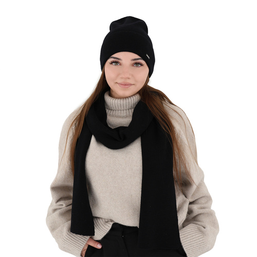 Women's spring and winter set: hat and scarf camel 100% extra fine merino wool Melpomena