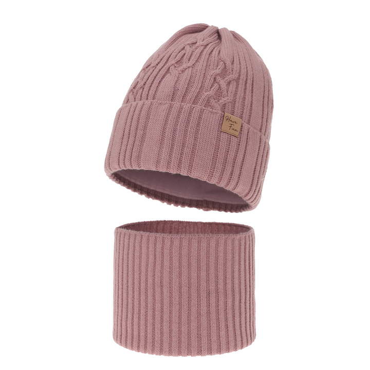 Girl's winter set: hat and tube scarf pink Rema