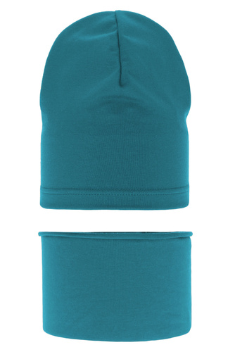 Boy's spring/ autumn set: hat and tube scarf green Hazel